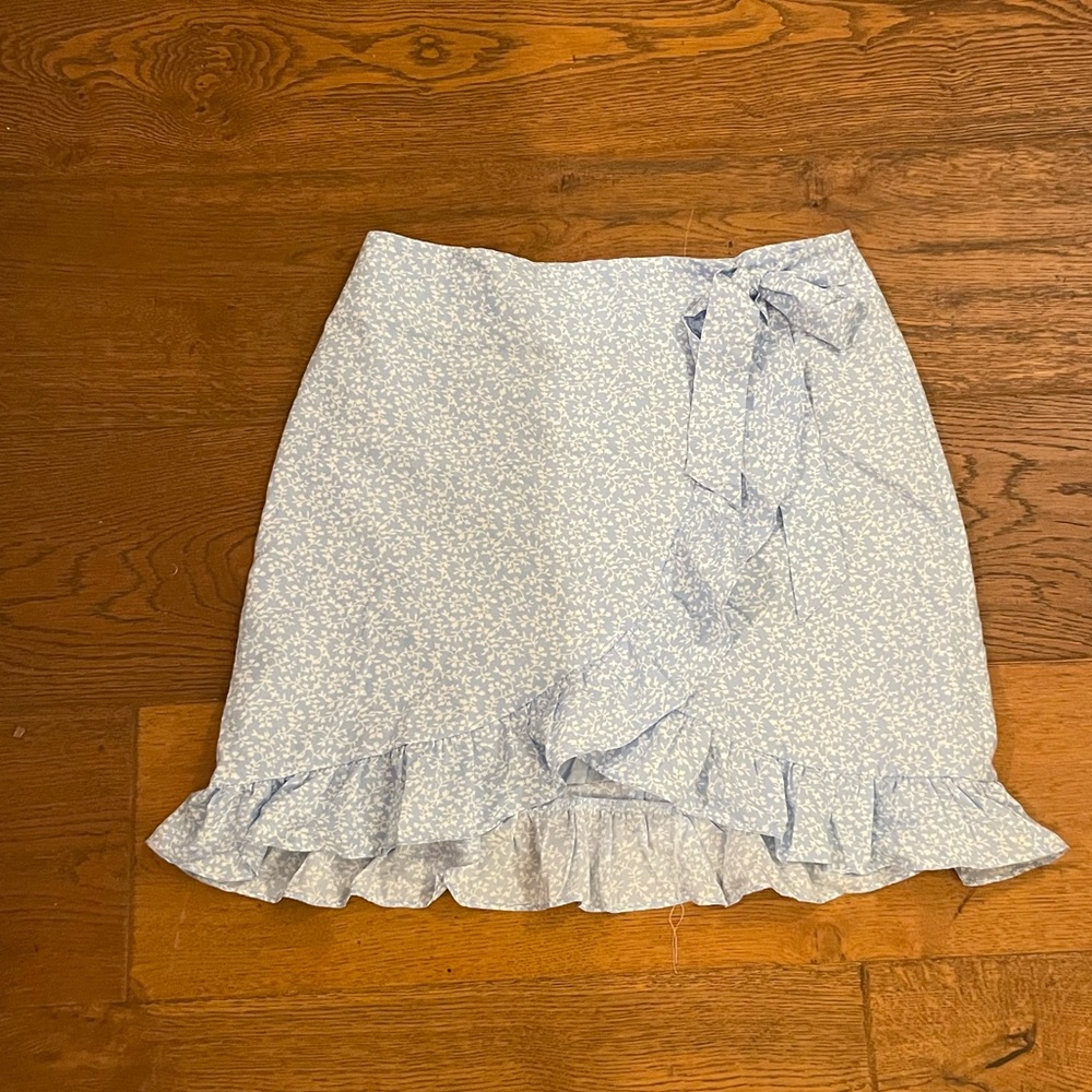 Baby blue patterned skirt